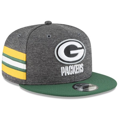 Men's Green Bay Packers New Era Heather Gray/Green 2018 NFL Sideline Home Graphite 9FIFTY Snapback Adjustable Hat 3058618
